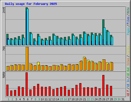 Daily usage for February 2025