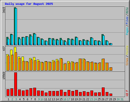 Daily usage for August 2025