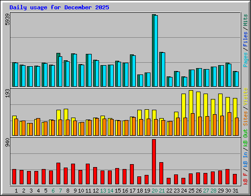 Daily usage for December 2025